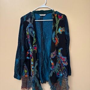 Soft Surroundings Teal and Black Textured Jacket